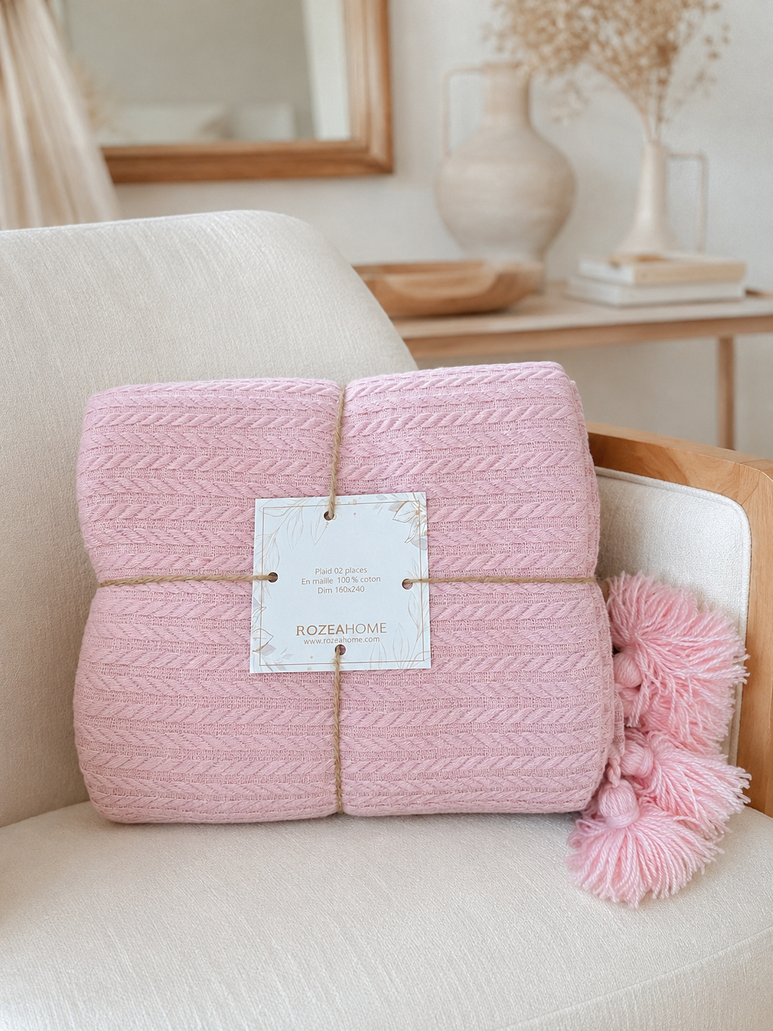 Plaid ROSE + 1 housse de coussin
