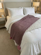 Plaid Violet en maille + 1 housse de coussin