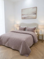 Couvre lit matelassé en velours (BOIS DE ROSE)