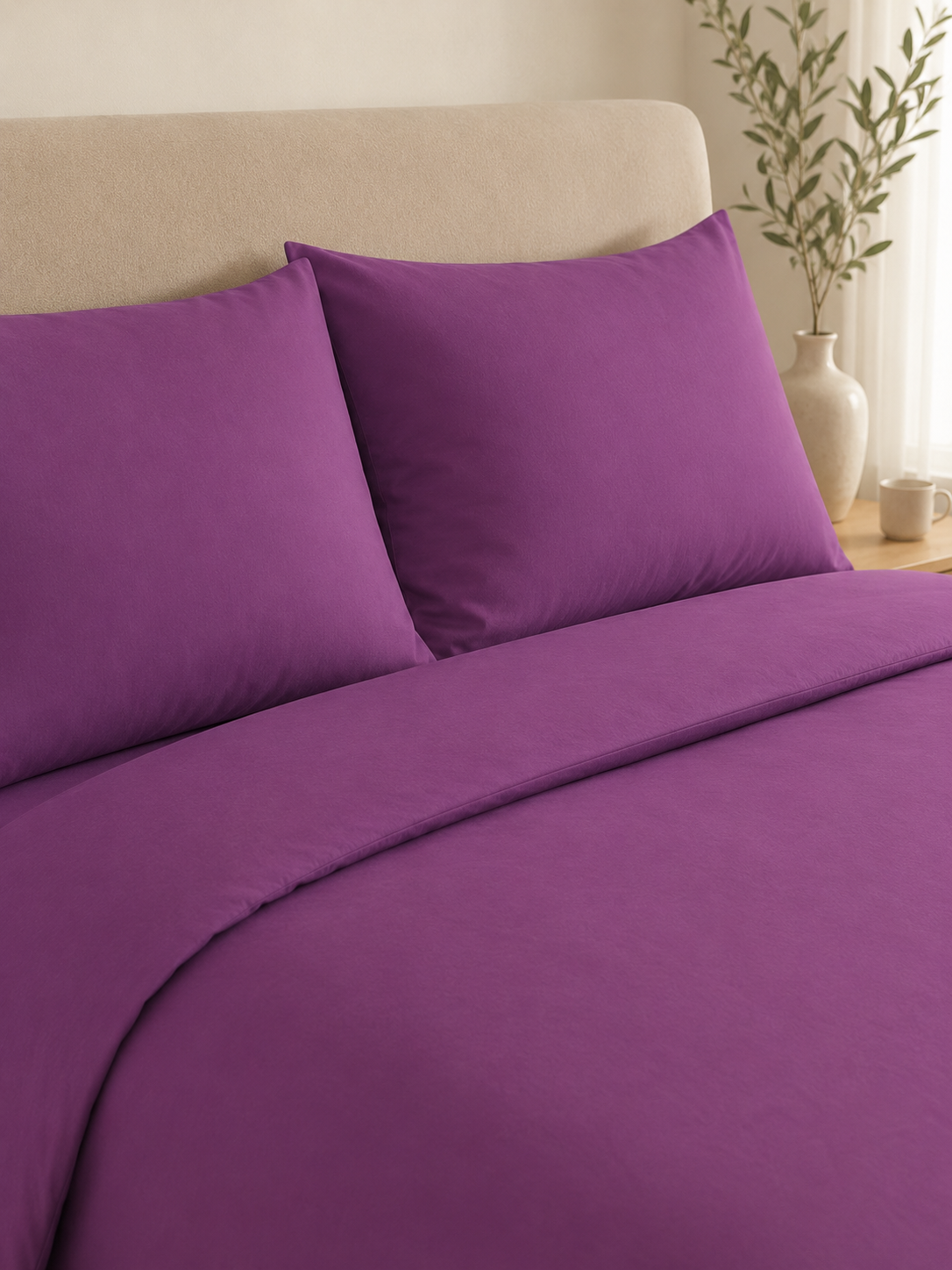 Parure en housse de couette unie (VIOLET)
