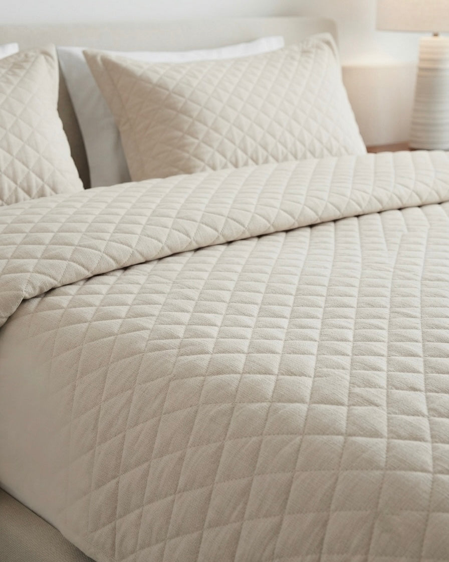 Couvre lit matelassé en velours (BEIGE)