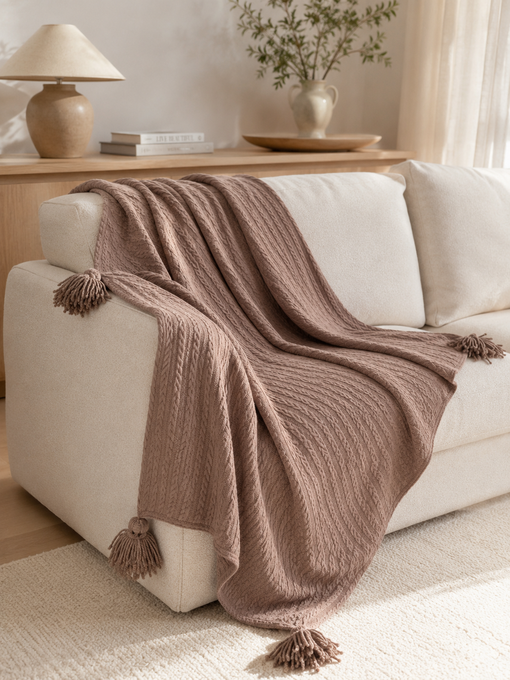 Plaid MARRON + 1 housse de coussin