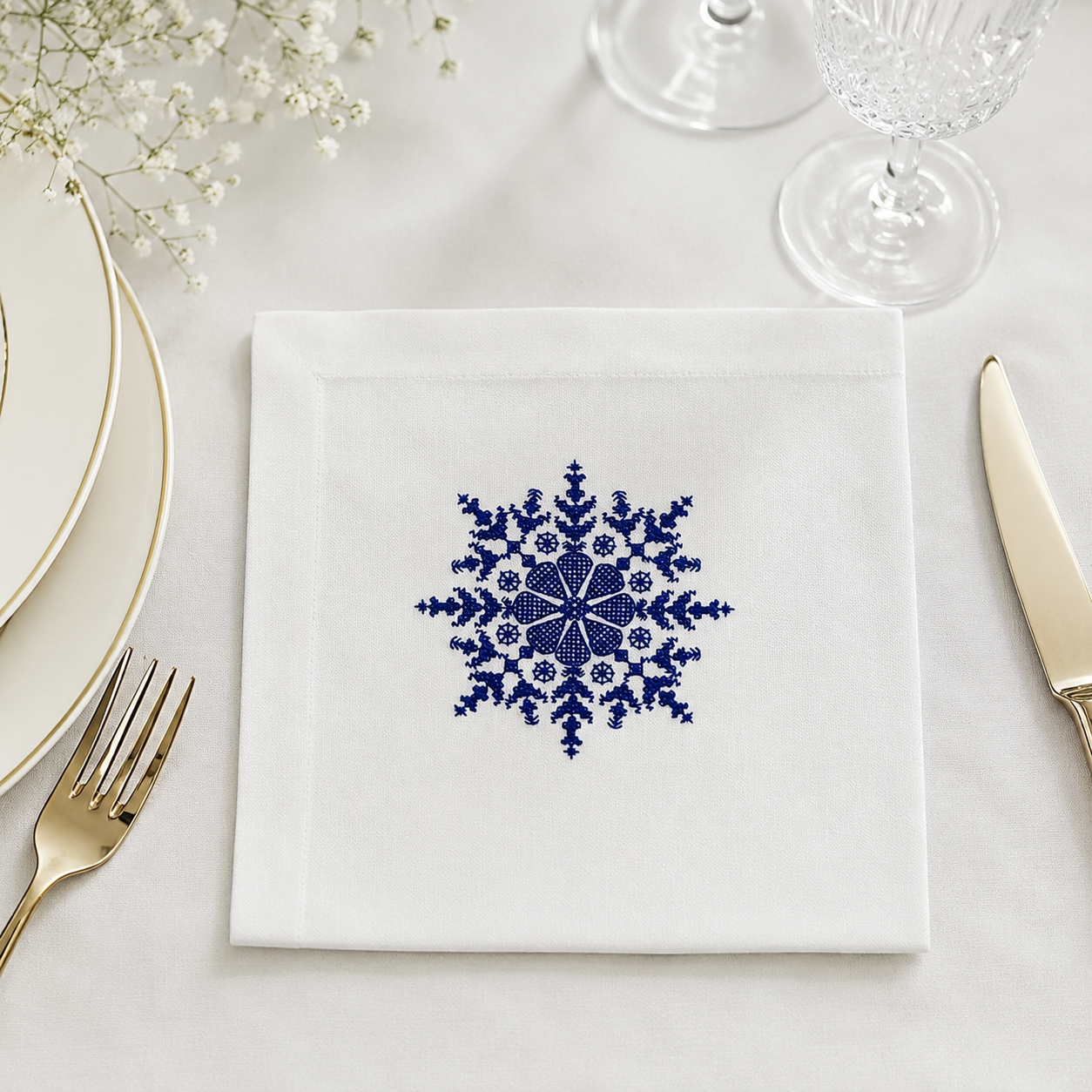 Nappe "Layali" brodée (BLEU ROI)