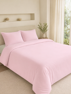 Parure en housse de couette unie (ROSE CLAIR)