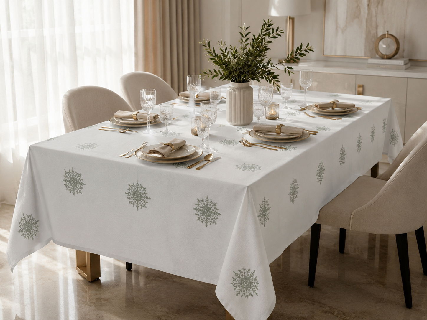 Nappe "Layali" brodée (VERT SAUGE)