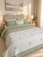 Plaid brodé IVOIRE + 1 housse de coussin