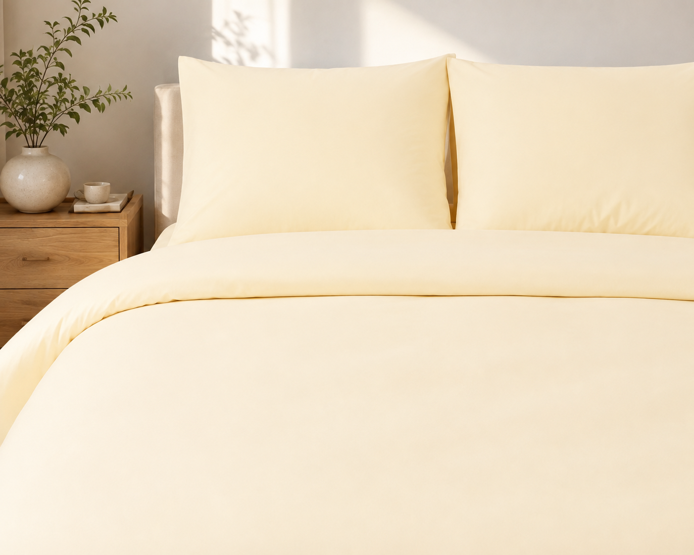 Parure en housse de couette unie (JAUNE CLAIR)