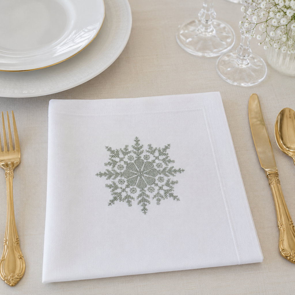 Nappe "Layali" brodée (VERT SAUGE)