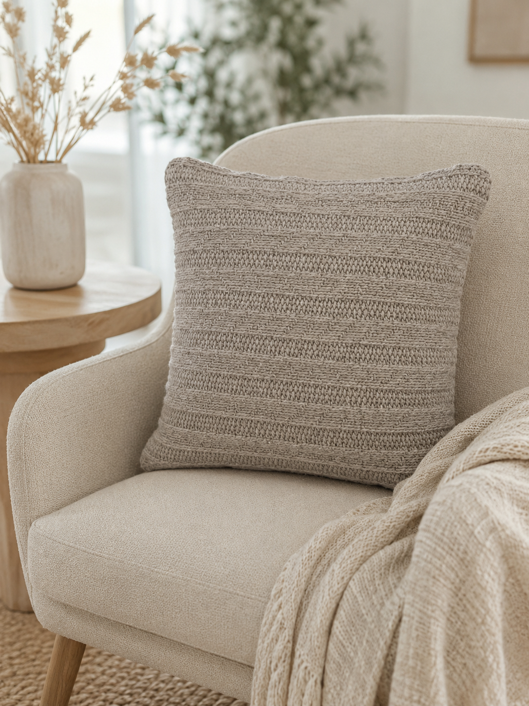 Plaid TAUPE + 1 housse de coussin