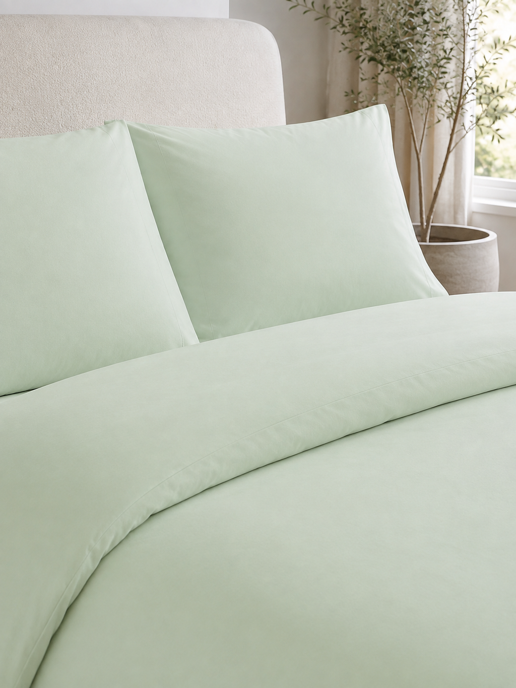 Parure en housse de couette unie (VERT)